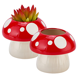 Rouge Ornements de vases en porcelaine à pois en forme de champignon, Pot pour plante grasse, décoration intérieure, rouge, 95x79mm