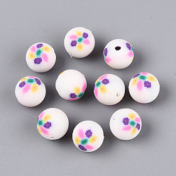 Белый Бусины из полимерной глины , круглые, белые, 8 мм, отверстие : 1.6~2 мм