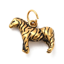 Зебра Тематика животных 304 эмалированные подвески из нержавеющей стали, золотые, с целью перехода в кольце, зебра, 15x17x5 мм, отверстие : 4.5 мм