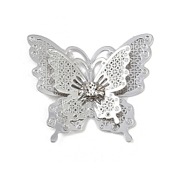 Платина Подвески латунные горный хрусталь, бабочки прелести, без кадмия, без никеля и без свинца, платина, 29x33x5 мм, отверстие : 1 мм