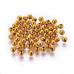 Golden CCB Plastic Beads, Round, Golden, 8x7.5mm, Hole: 2.5mm, about 180pcs/bag