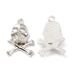 Platinum CCB Plastic Pendants, Skull Charm, Platinum, 42x28.5x7.5mm, Hole: 3mm
