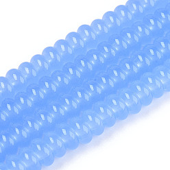 Васильковый Стеклянные бусины, имитация нефрита , рондель, васильковый, 6x3 мм, отверстие : 1 мм, около 118~121 шт / нитка, 14.96~15.31'' (38~38.9 см)