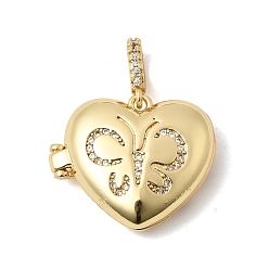 Бабочка Латунные подвески с микропаве из прозрачного кубического циркония, долговечный, стойки покрытие, без свинца и без кадмия, реальный 18 k позолоченный, бабочка, 19.3x23x8 мм, отверстие : 4x3 мм