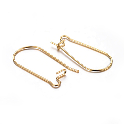 Golden 304 Stainless Steel Hoop Earring Findings, Kidney Ear Wire, Golden, 20x11x0.7mm, 21 Gauge, Pin: 0.7mm