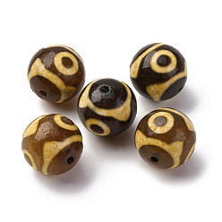 3-Глаза Тибетского стиля бусы дзи, природных бисера агат, круглые, окрашенная и подогревом, верблюжие, 3 -eye, 14 мм, отверстие : 1.8 мм