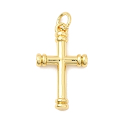 Настоящее золото 18K Латунные подвески, крестик, долговечный, без свинца и без кадмия, стойки покрытие, с целью перехода в кольце, реальный 18 k позолоченный, 22.5x13x3 мм, отверстие : 3 мм