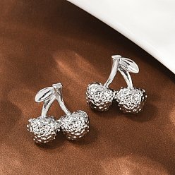 Платина Серьги-гвоздики из вишневой латуни, стойки покрытие, долговечный, без свинца и без кадмия, платина, 17x18 мм