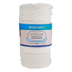 Кремово-белый Хлопковый шнур макраме, витая хлопковая веревка, для настенного крепления, вешалки для растений, поделки и свадебные украшения, кремово-белые, 4 мм, около 109.36 ярдов (100 м) / рулон