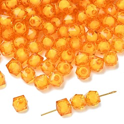 (932FM) Темно-синий аква-матовый с подкладкой Прозрачные акриловые бусины, бусина в бусине, граненый куб, темно-золотистые, 8x7x7 мм, Отверстие : 2 мм , около 2000 шт / 500 г