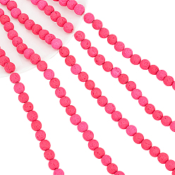 Фуксиновый 5 пряди бусины из натурального лавового камня пряди, окрашенные, круглые, красно-фиолетовые, 8 мм, отверстие : 1 мм, около 47~50 шт / нитка, 15.3 дюйм (39 см)