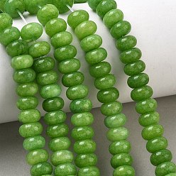 Yellow Green Dyed Natural White Jade Beads Strands, Smooth Rondelle, Yellow Green, 8~9x5~5.5mm, Hole: 1.4mm, about 69~74pcs/strand, 14.57~15.16''(37~38.5cm)