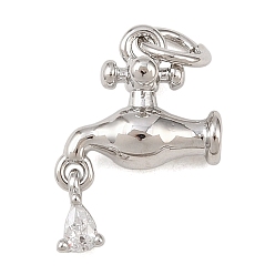 Платина Латунные микро проложить кубического циркония подвески, подвески для крана для раковины, без кадмия и без свинца, стойки покрытие, долговечный, с целью перехода в кольце, платина, 14.5x10.5x5.5 мм, отверстие : 3.4 мм