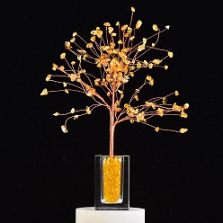 Цитрин Елочные украшения из натуральной цитриновой стружки, кубовидная основа, медная проволока, энергетический камень фэн-шуй, подарок для женщин и мужчин, медитация, 300 мм