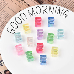 Letter E УФ-покрытие прозрачные акриловые европейские бусины, бусины с большим отверстием, разноцветные, Письмо E, 20.5x15.5x13.5 мм, отверстие : 6 мм