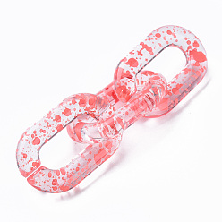 Salmon Transparent Acrylic Linking Rings, Quick Link Connectors, for Cable Chains Making, Oval, Salmon, 31x19.5x5mm, Inner Diameter: 8x20mm