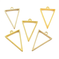 Golden Rack Plating Alloy Triangle Open Back Bezel Pendants, For DIY UV Resin, Epoxy Resin, Pressed Flower Jewelry, Cadmium Free & Nickel Free & Lead Free, Golden, 39x24.5x3.5mm, Hole: 2.5mm