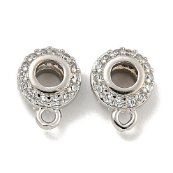 Платина Латунные поручни из кубического циркония, петля под залог, долговечный, без свинца и без кадмия, рондель, платина, 10.5x8x4 мм, отверстия : 3.5 mm и 1.4 мм