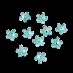 Темно-Голубой Окрашенные и нагретые стеклянные колпачки для бусин, 5-лепестков цветка, глубокое синее небо, 10.5x11x4.7 мм, отверстие : 1 мм