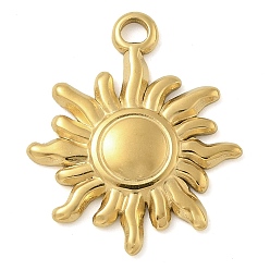 Настоящее золото 14K Ионное покрытие (ip) 304 подвески из нержавеющей стали, очарование солнца, реальный 14 k позолоченный, 30x16.5x2 мм, отверстие : 1.8 мм