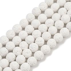 Белый Синтетические бусины из лавы, окрашенные, круглые, белые, 10.5 мм, отверстие : 1 мм, около 37 шт / нитка, 15.24'' (38.7 см)