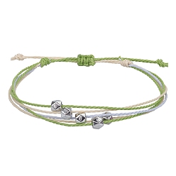 (52) Непрозрачная лаванда Браслеты из многожильных бусин из вощеного шнура в стиле бохо, регулируемые женские браслеты из полигональных бусин, разноцветные, периметр: 5-7/8~11 дюйм (15~28 см)