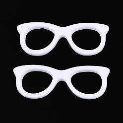 Белый Подвески из непрозрачной смолы, ссылки на очки, белые, 16x44~44.5x3.5 мм, отверстие : 14x11.5 мм