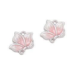 Лосось Подвески из сплава эмали, цветок, матовый серебристый цвет, salmon, 14x16 мм, отверстие : 1.5 мм