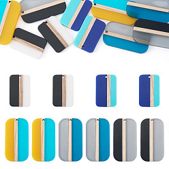 (52) Непрозрачная лаванда 10шт 5 цвета подвески из смолы и дерева, прямоугольные, два тона, разноцветные, 43.8x23.5~23.9x3.2~3.7 мм, отверстие : 2 мм, 2 шт / цвет