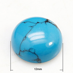 Синтетическая Бирюза Кабошоны из камня, полукруглые / купольные, бирюзовые, 12x5 мм
