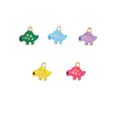 (52) Непрозрачная лаванда 304 нержавеющей стальной эмали подвески, динозавр прелести, ионное покрытие (ip), реальный 18 k позолоченный, разноцветные, 12x15 мм