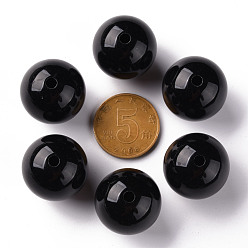 Black Opaque Acrylic Beads, Round, Black, 20x19mm, Hole: 3mm, about 111pcs/500g