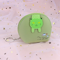 Темный Морско-зеленый Брелок из искусственной кожи, для женского клатча-кошелька для монет, с кольцом ключевой железа, кошка, темно-зеленый, кошелек: 11x10см