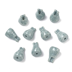 Light Blue Vintage Handmade Porcelain Beads, Fancy Antique Glazed Porcelain, Rabbit, Light Blue, 17.5x11mm, Hole: 2mm