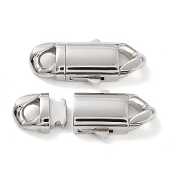 Stainless Steel Color Non-Tarnish 304 Stainless Steel Bayonet Clasps, Rectangle, Stainless Steel Color, 36x15.5x6.5mm, Hole: 5x5mm