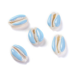 Светло-Голубой Карие бусины, с эмалью, неочищенные / без отверстий, Небесно-голубой, 18~22x13~15x7~8 мм