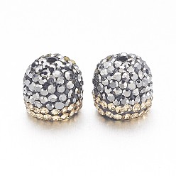 Гематит Латуни мозг заканчивается, Торцевые крышки, с полимерной глиной стразами, золотые, гематит, 10x10.5 мм, отверстие : 1.5~2 мм, внутренний диаметр: 7 мм