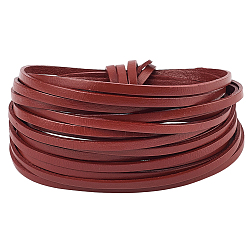 Седло Коричневый 5 шнуры из коровьей кожи для рукоделия, плоский, седло коричневый, 3x1 мм, около 5.47 ярдов (5 м) / комплект