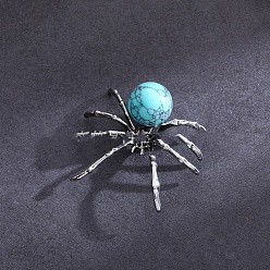 Синтетическая Бирюза Синтетические бирюзовые украшения для домашней вечеринки на Хэллоуин, паук, 40x47 мм
