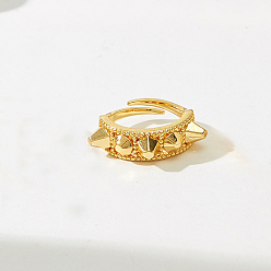 Золотой Геометрические нерегулярные регулируемые латунные открытые кольца-манжеты для женщин, шип/шип, золотые, 16 mm ~ 18 mm