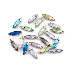 (52) Непрозрачная лаванда Шить на горный хрусталь, k 9 стеклянный страз, настройки латунных зубцов платинового тона, аксессуары для одежды, граненые, лошадиный глаз , разноцветные, 15x4x4 мм, отверстие : 1 мм