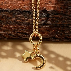 Lune Colliers pendentif en laiton pour femmes, or, lune, 17.72 pouce (45 cm), pendentif: 12x18 mm