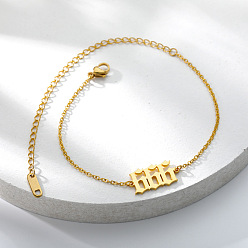 Number 201 браслеты на ногу из нержавеющей стали с фигурными звеньями для женщин, золотые, число 666, 8-5/8 дюйм (220 мм)