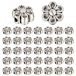 Античное Серебро 6 Нити из тибетских цветочных бусин в виде звездочек, античное серебро, 6.5x4.5 мм, отверстие : 1 мм, около 35 шт / нитка, 8 дюйм