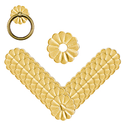 Золотой Латунные шайбы для ручек, цветок, фурнитура для мебели аксессуары, золотые, 23.5x24x1 мм, 30 шт / комплект