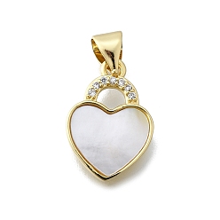Сердце Латунные микро проложить кубического циркония подвески, без кадмия и без свинца, с оболочкой, реальный 16 k позолоченный, белые, сердце, 16x11x2 мм, отверстие : 5 мм