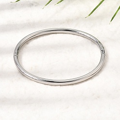 Stainless Steel Color 304 Stainless Steel Hinged Cuff Bangles, Torque Bangles for Women, Tarnish Free, Stainless Steel Color, Inner Diameter: 2.20x2.48 inch(5.6x6.3cm)