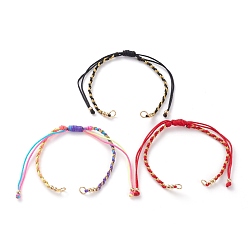 (52) Непрозрачная лаванда Изготовление браслетов из регулируемого нейлонового плетеного шнура, с металлического корда, латунные бусины и 304 запорные кольца из нержавеющей стали, золотые, разноцветные, 5-7/8~11 дюйм (15~28 см)