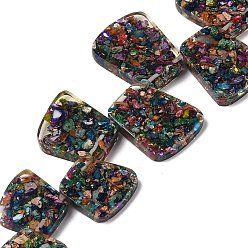 Разноцветный Окрашенная натуральная императорская яшма с нитями смоляных бусин, трапециевидные, красочный, 17.5~35.5x24~29x6~6.5 мм, отверстие : 1.5 мм, около 15 шт / нитка, 12.40'' (31.5 см)