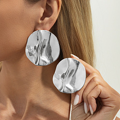 Плоский Круглый Преувеличенные серьги-гвоздики из сплава, золотые, плоско-круглые, 55x55 мм